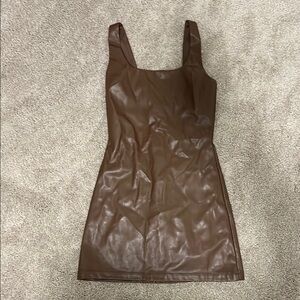 And Now This brown pleather jumper dress
